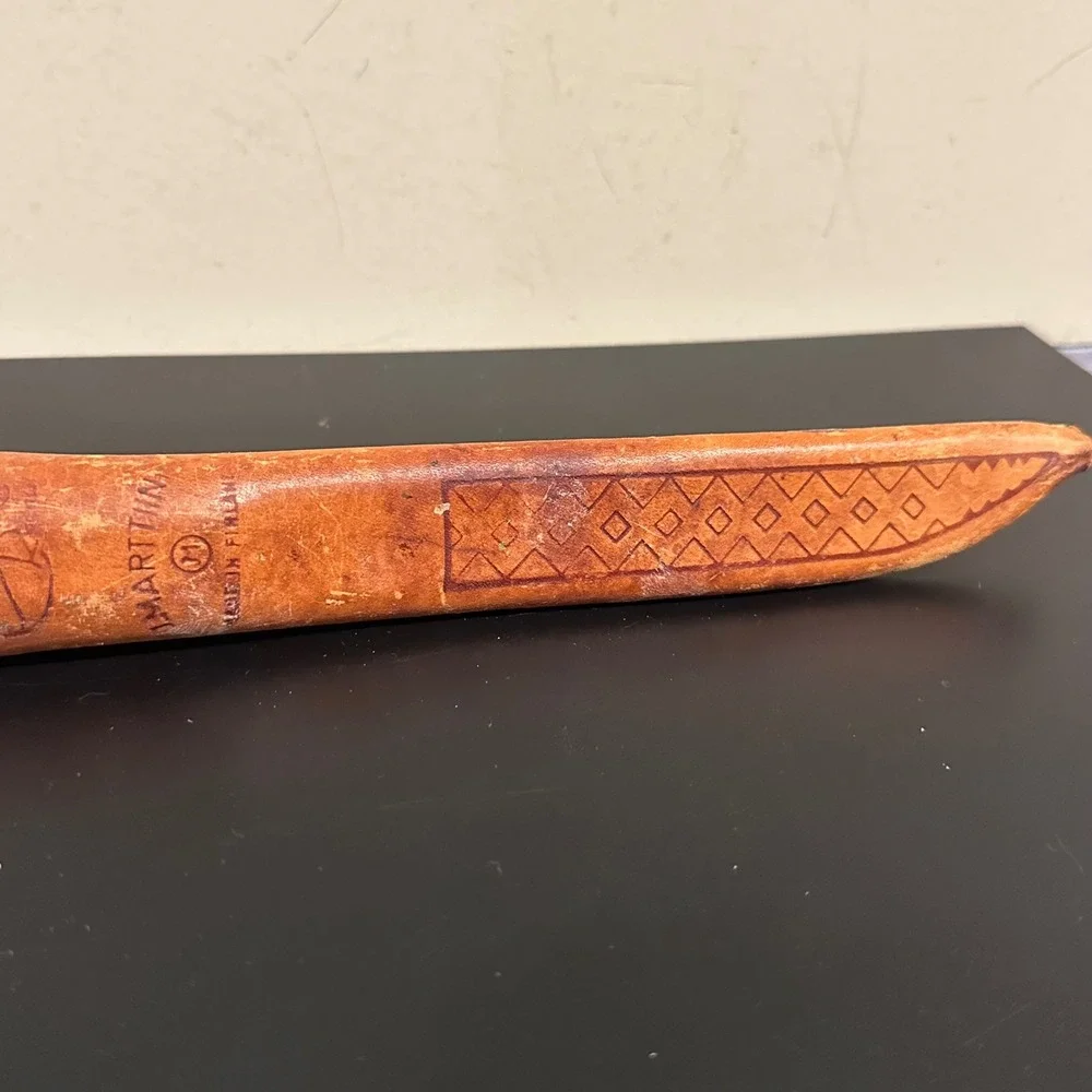 Vintage J Marttiini Finland Fillet Knife Stainless Steel Birch Leather Sheath